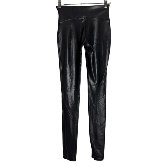 Spanx Faux Leather Leggings SIZE S Black Shaping Contoured Power Waistband - Picture 6 of 12